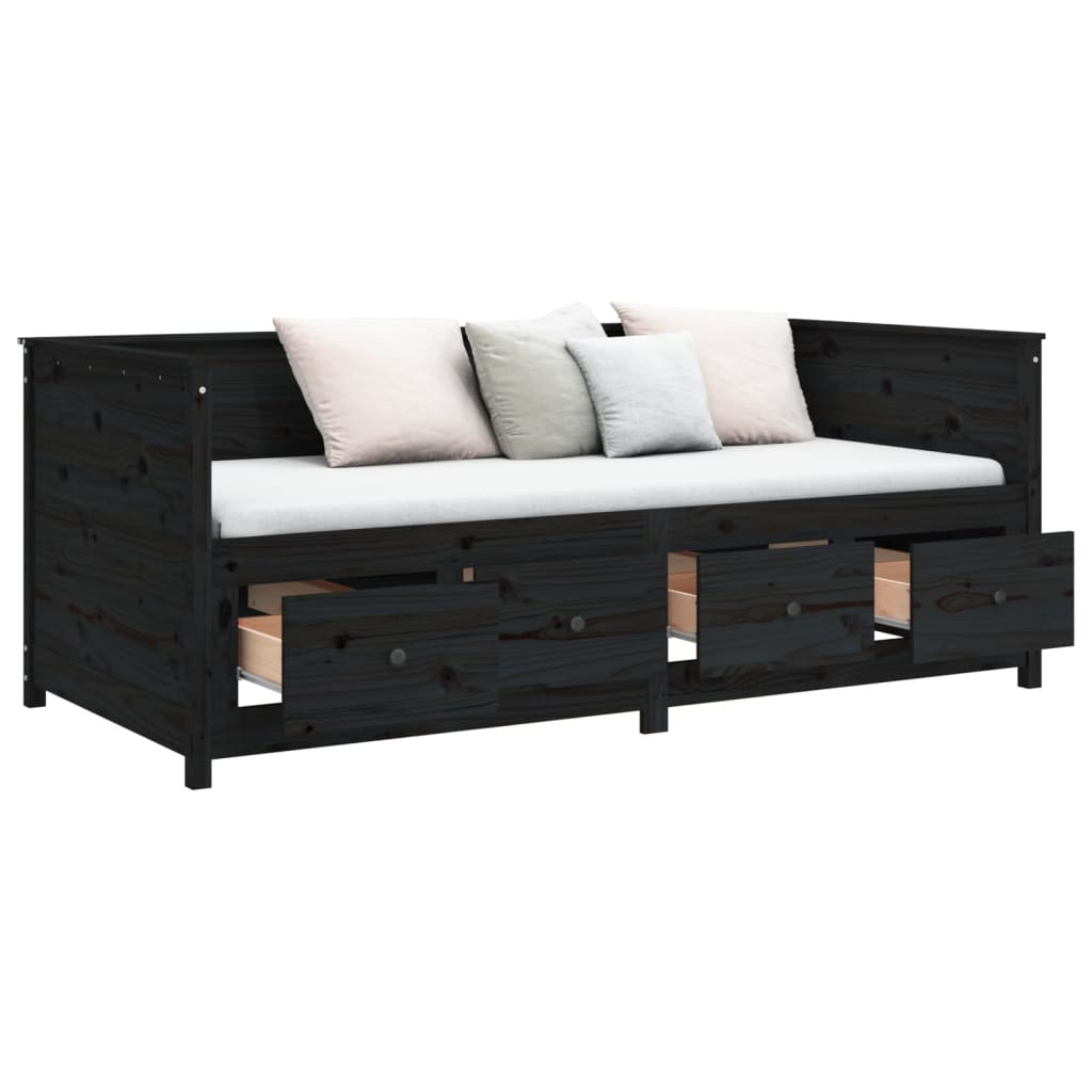 Sohvasänky musta 75x190 cm täysi mänty - Sisustajankoti.fi