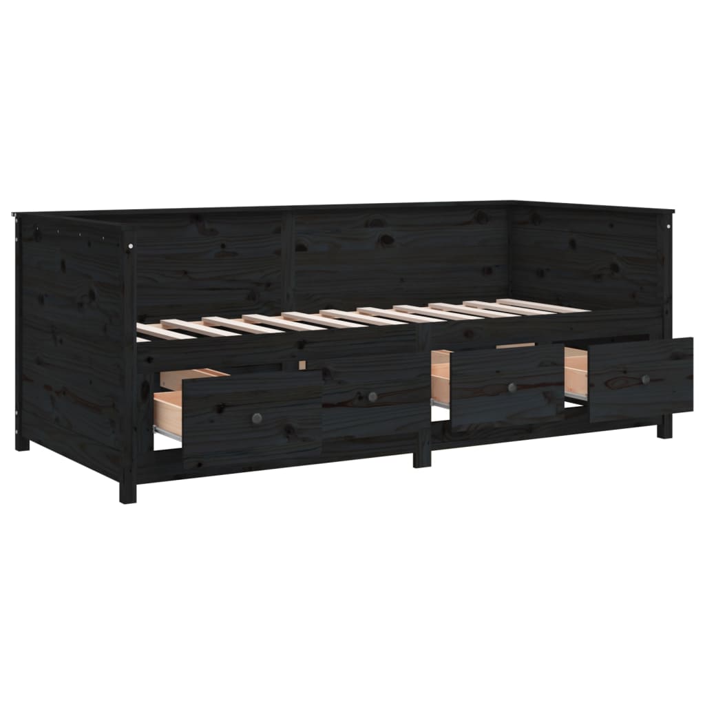 Sohvasänky musta 75x190 cm täysi mänty - Sisustajankoti.fi