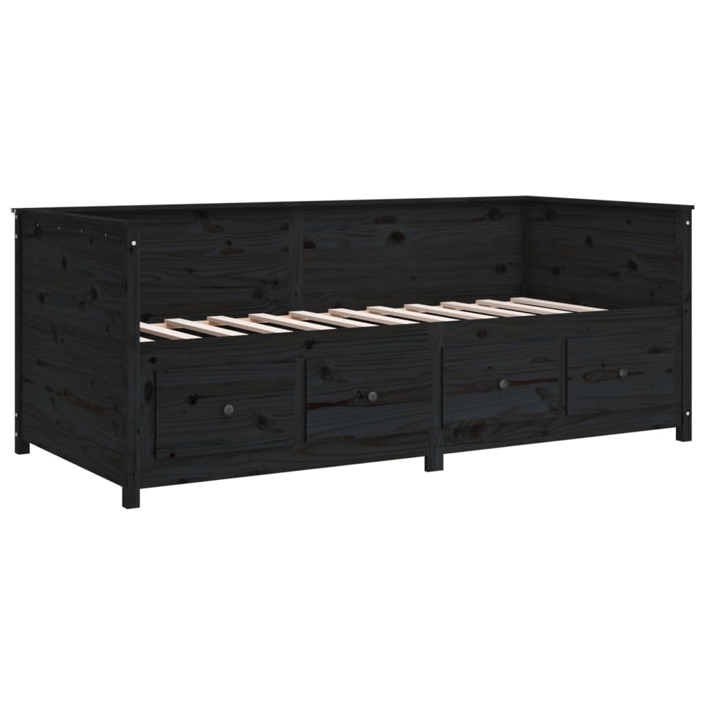Sohvasänky musta 75x190 cm täysi mänty - Sisustajankoti.fi