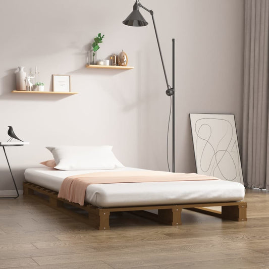 Sängynrunko hunajanruskea 100x200 cm täysi mänty - Sisustajankoti.fi
