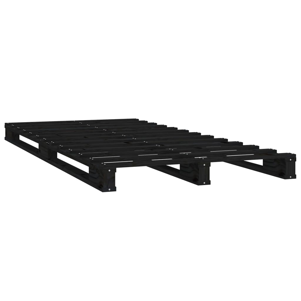 Sängynrunko musta 100x200 cm täysi mänty - Sisustajankoti.fi