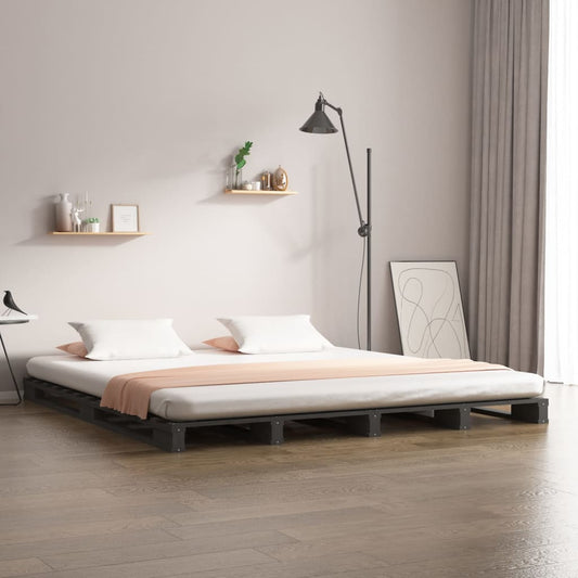 Sängynrunko harmaa 150x200 cm täysi mänty 5FT King Size - Sisustajankoti.fi