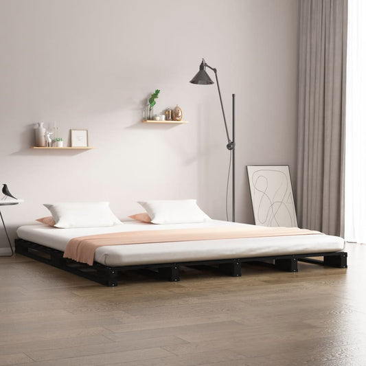 Sängynrunko musta 150x200 cm täysi mänty 5FT King Size - Sisustajankoti.fi