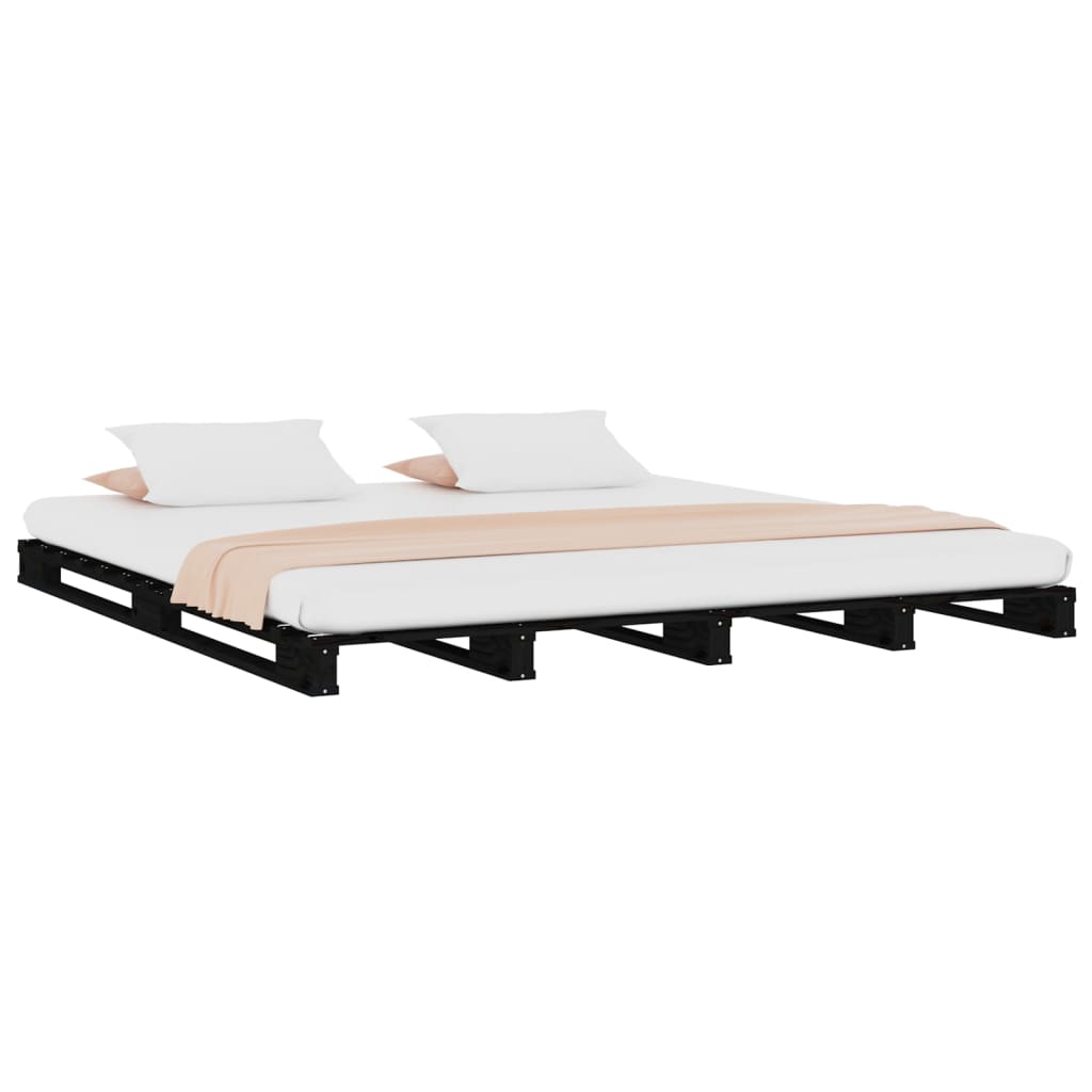 Sängynrunko musta 135x190 cm täysi mänty 4FT6 Double - Sisustajankoti.fi