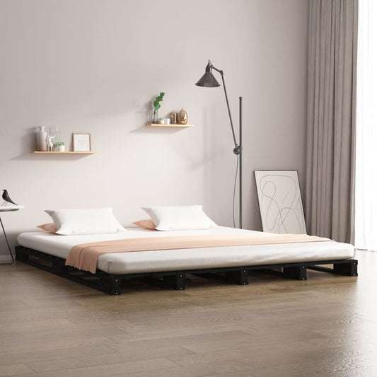 Sängynrunko musta 135x190 cm täysi mänty 4FT6 Double - Sisustajankoti.fi