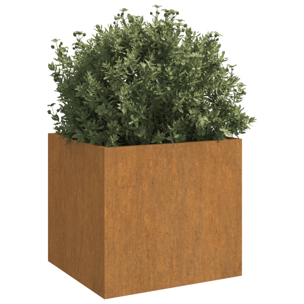 Kukkalaatikko harmaa 42x40x39 cm Corten teräs - Sisustajankoti.fi
