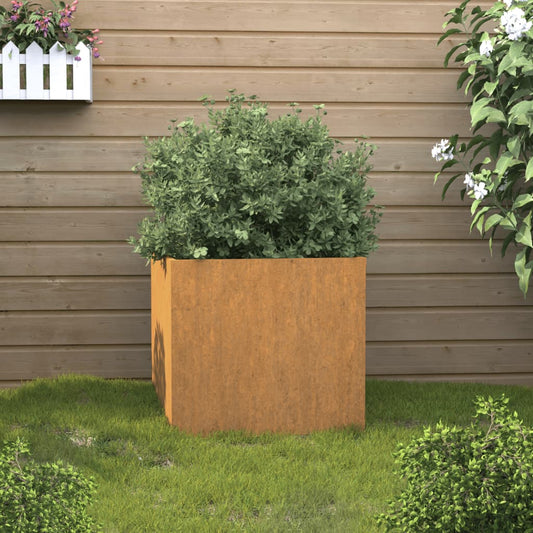 Kukkalaatikko harmaa 42x40x39 cm Corten teräs - Sisustajankoti.fi