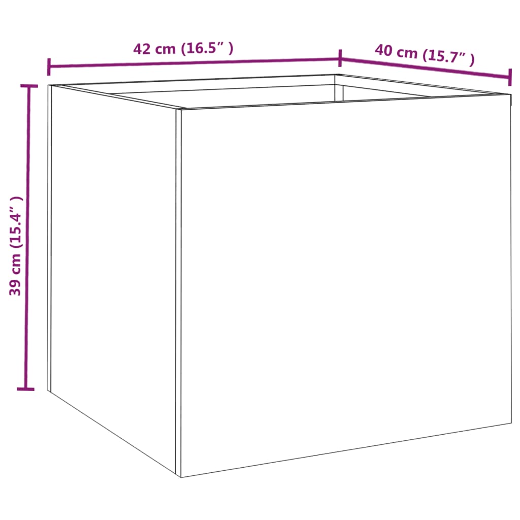 Kukkalaatikot 2 kpl harmaa 42x40x39 cm Corten teräs - Sisustajankoti.fi