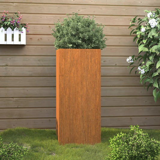 Kukkalaatikko harmaa 32x27,5x75 cm Corten teräs - Sisustajankoti.fi
