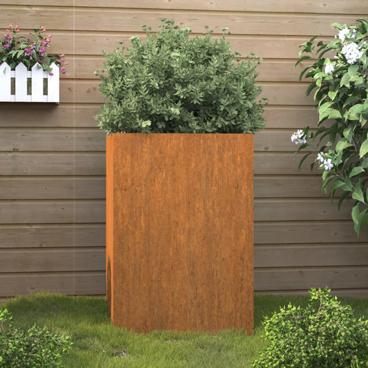 Kukkalaatikko harmaa 52x48x75 cm Corten teräs - Sisustajankoti.fi
