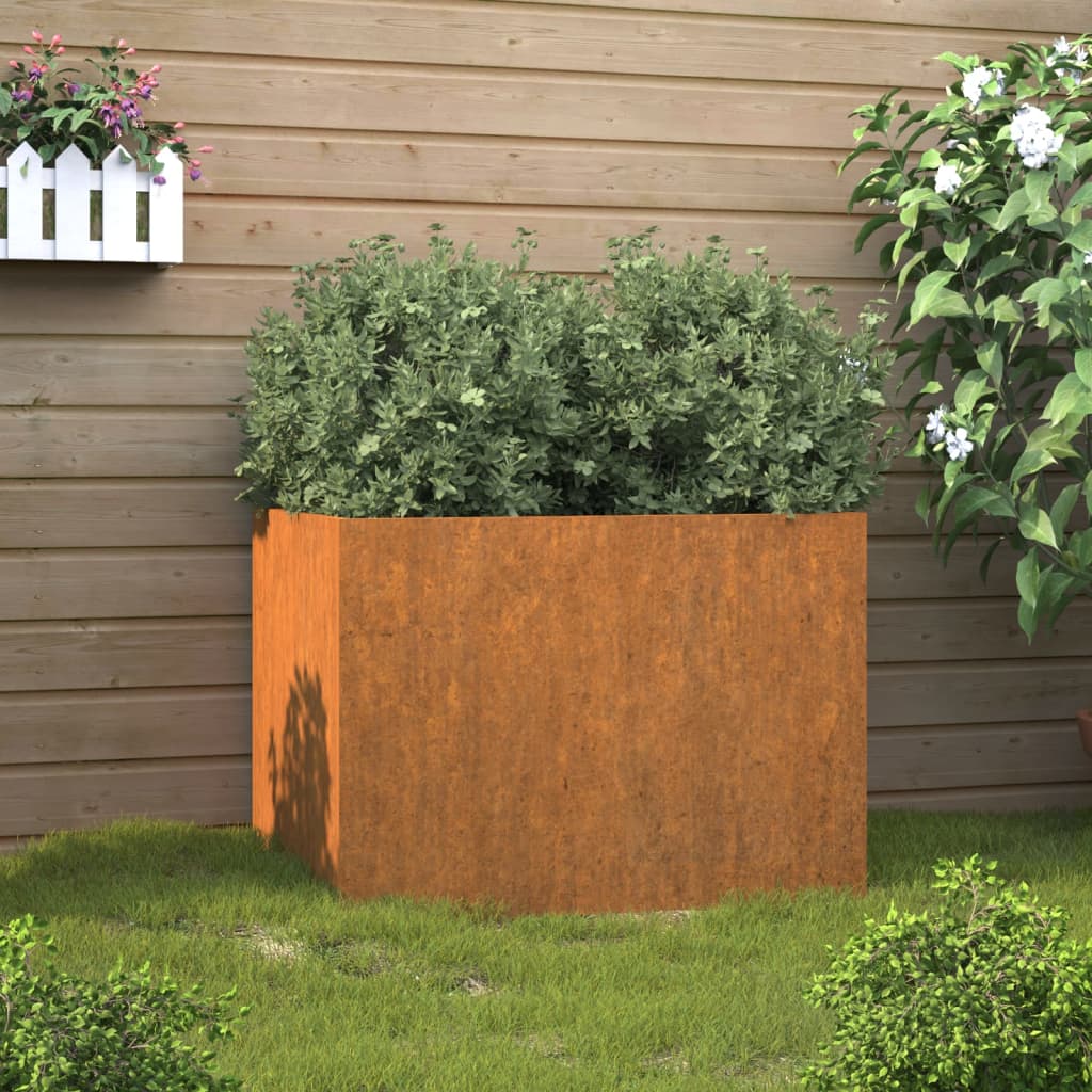 Kukkalaatikko harmaa 62x47x46 cm Corten teräs - Sisustajankoti.fi