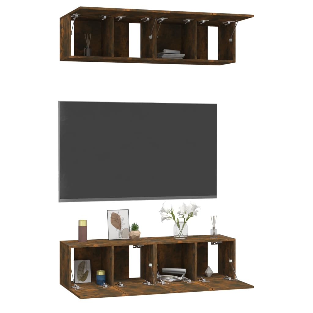 TV-seinäkaapit 4 kpl savutammi 60x30x30 cm tekninen puu - Sisustajankoti.fi