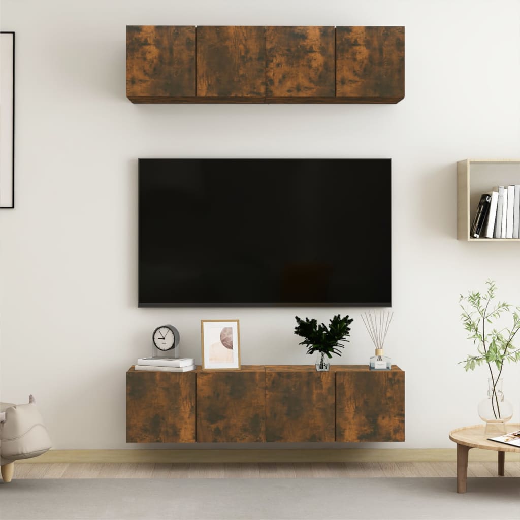 TV-seinäkaapit 4 kpl savutammi 60x30x30 cm tekninen puu - Sisustajankoti.fi