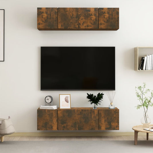 TV-seinäkaapit 4 kpl savutammi 60x30x30 cm tekninen puu - Sisustajankoti.fi