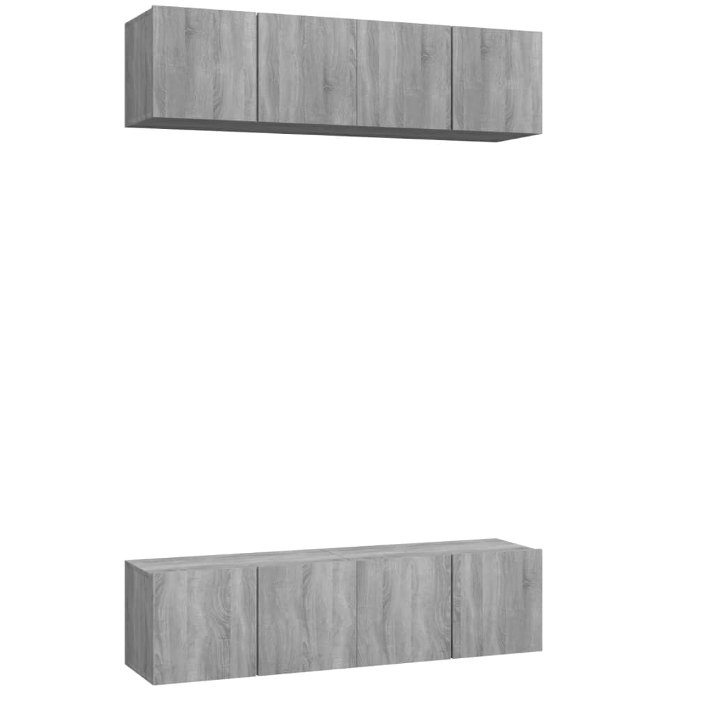 TV-tasot 4 kpl harmaa Sonoma 60x30x30 cm tekninen puu - Sisustajankoti.fi