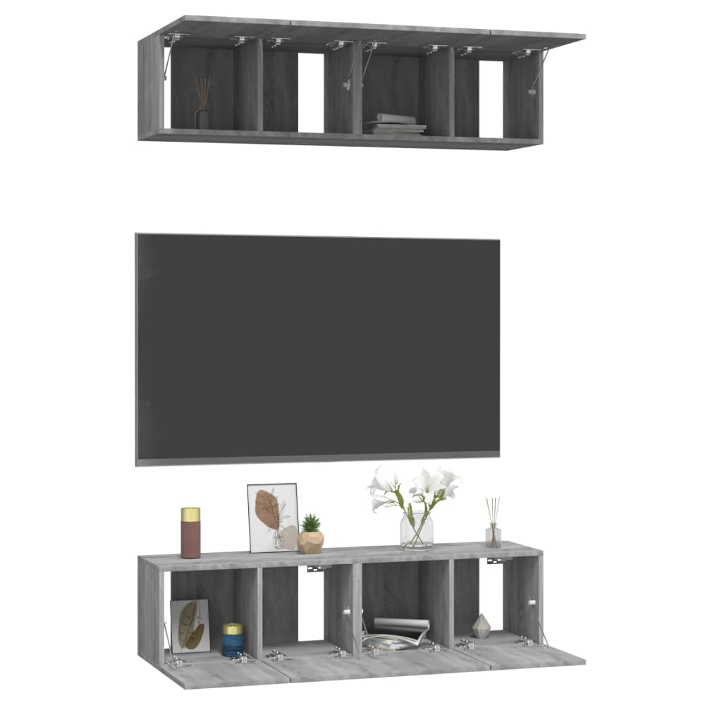 TV-tasot 4 kpl harmaa Sonoma 60x30x30 cm tekninen puu - Sisustajankoti.fi