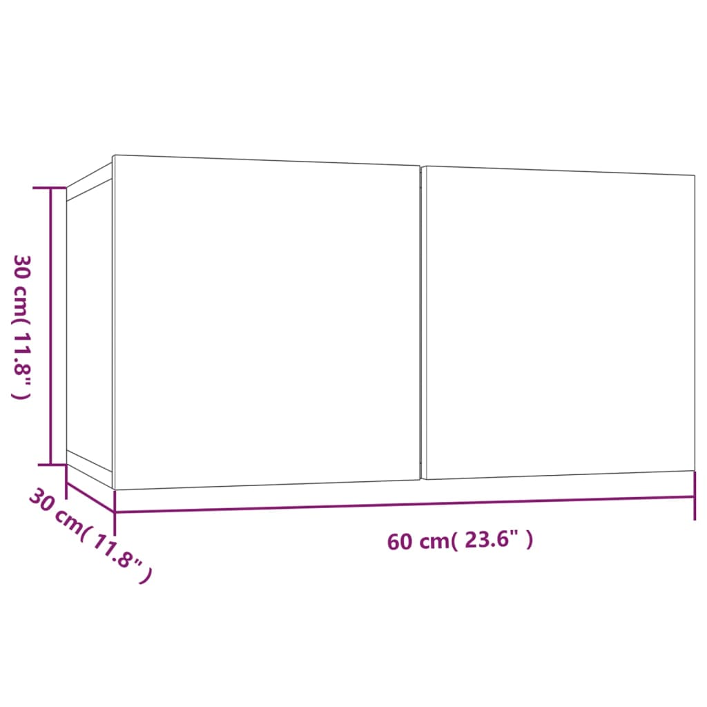 TV-tasot 4 kpl harmaa Sonoma 60x30x30 cm tekninen puu - Sisustajankoti.fi