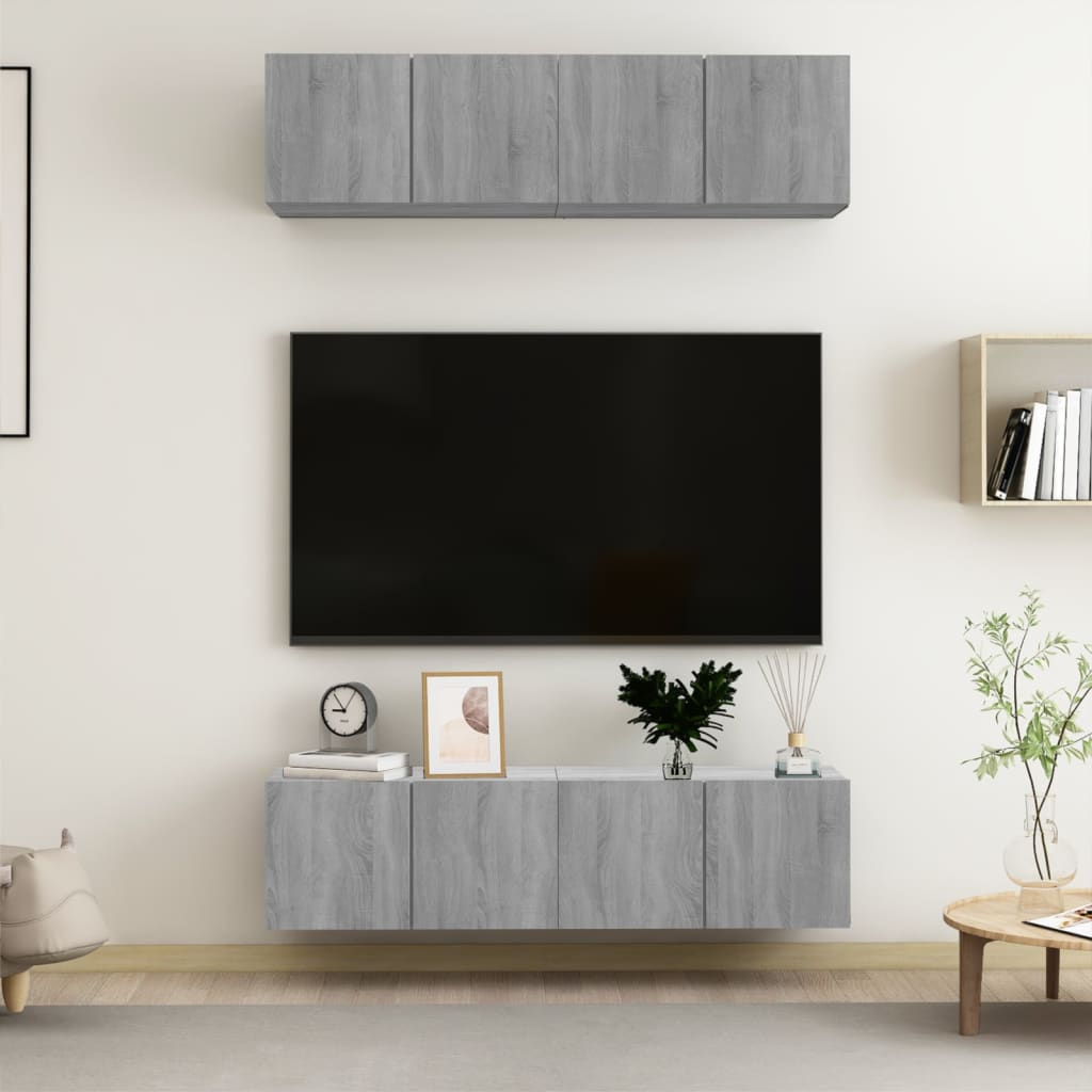 TV-tasot 4 kpl harmaa Sonoma 60x30x30 cm tekninen puu - Sisustajankoti.fi