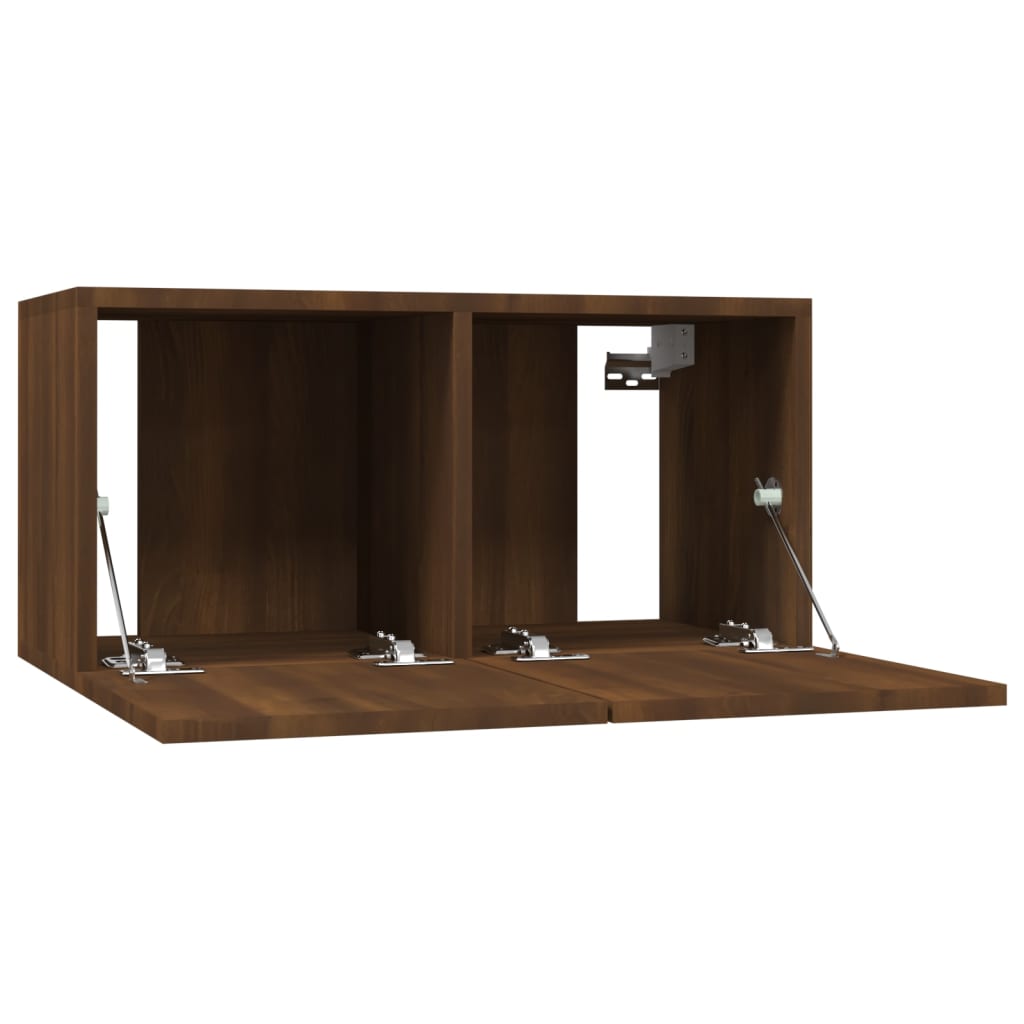 TV-seinäkaapit 4 kpl ruskea tammi 60x30x30 cm tekninen puu - Sisustajankoti.fi