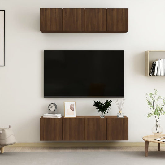 TV-seinäkaapit 4 kpl ruskea tammi 60x30x30 cm tekninen puu - Sisustajankoti.fi