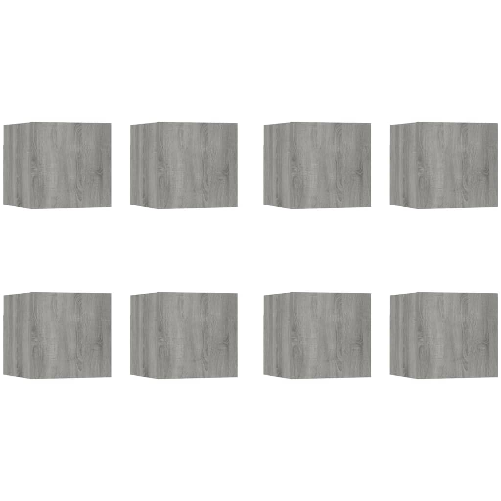Seinäkiinnitettävät TV-kaapit 8 kpl harmaa Sonoma 30,5x30x30 cm - Sisustajankoti.fi