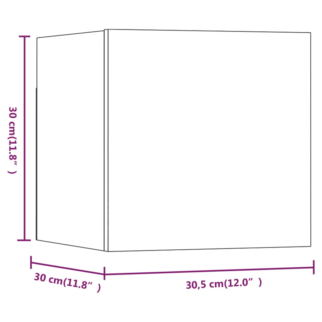 Seinäkiinnitettävät TV-kaapit 8 kpl harmaa Sonoma 30,5x30x30 cm - Sisustajankoti.fi