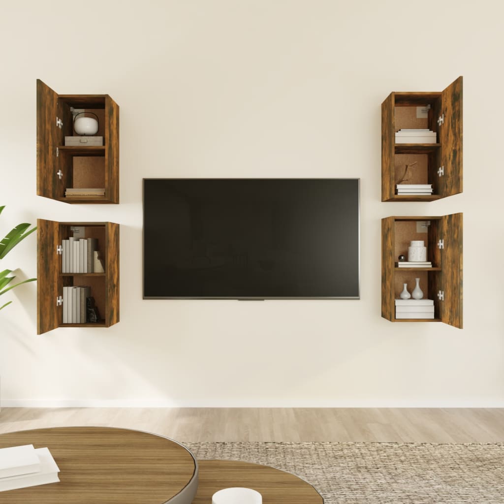 TV-kaapit 4 kpl savutammi 30,5x30x60 cm tekninen puu - Sisustajankoti.fi