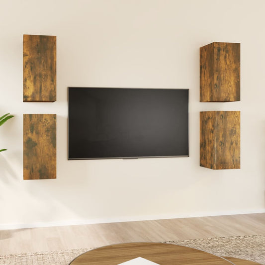 TV-kaapit 4 kpl savutammi 30,5x30x60 cm tekninen puu - Sisustajankoti.fi