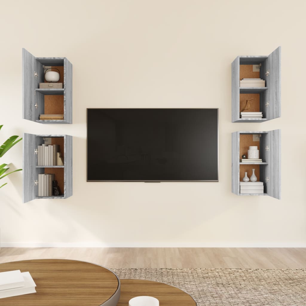TV-kaapit 4 kpl harmaa Sonoma 30,5x30x60 cm - Sisustajankoti.fi