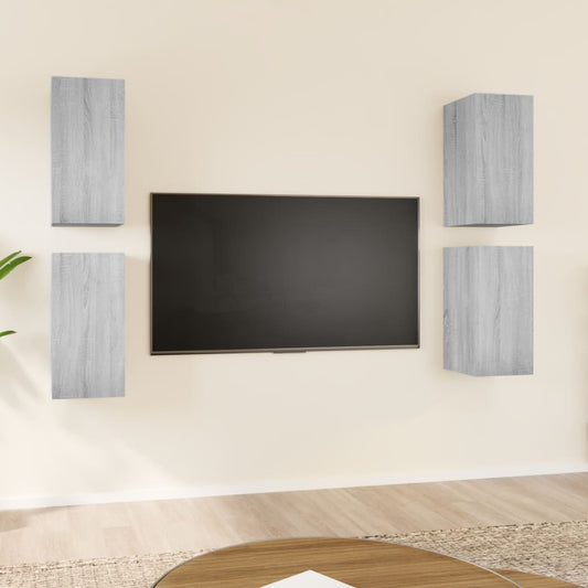 TV-kaapit 4 kpl harmaa Sonoma 30,5x30x60 cm - Sisustajankoti.fi