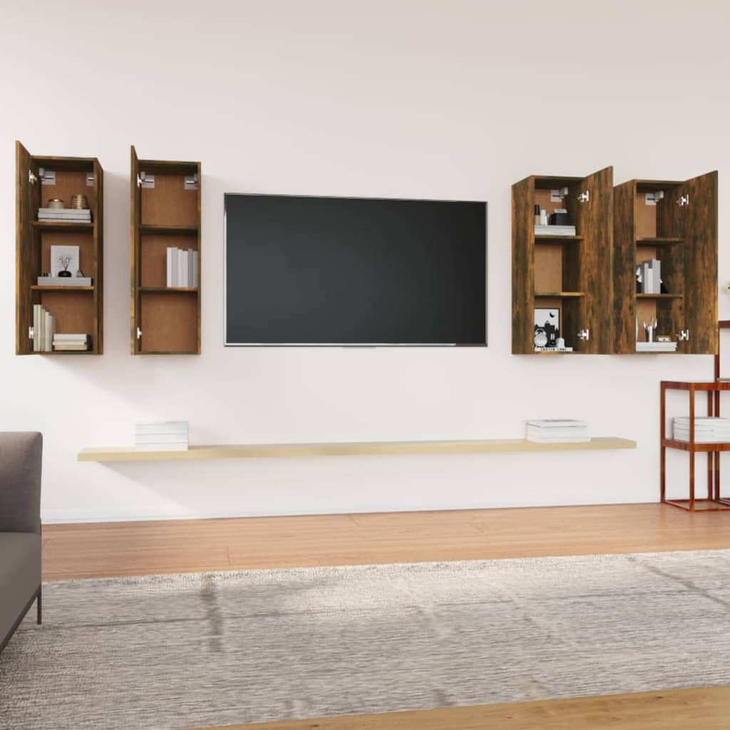 TV-kaapit 4 kpl savutammi 30,5x30x90 cm tekninen puu - Sisustajankoti.fi