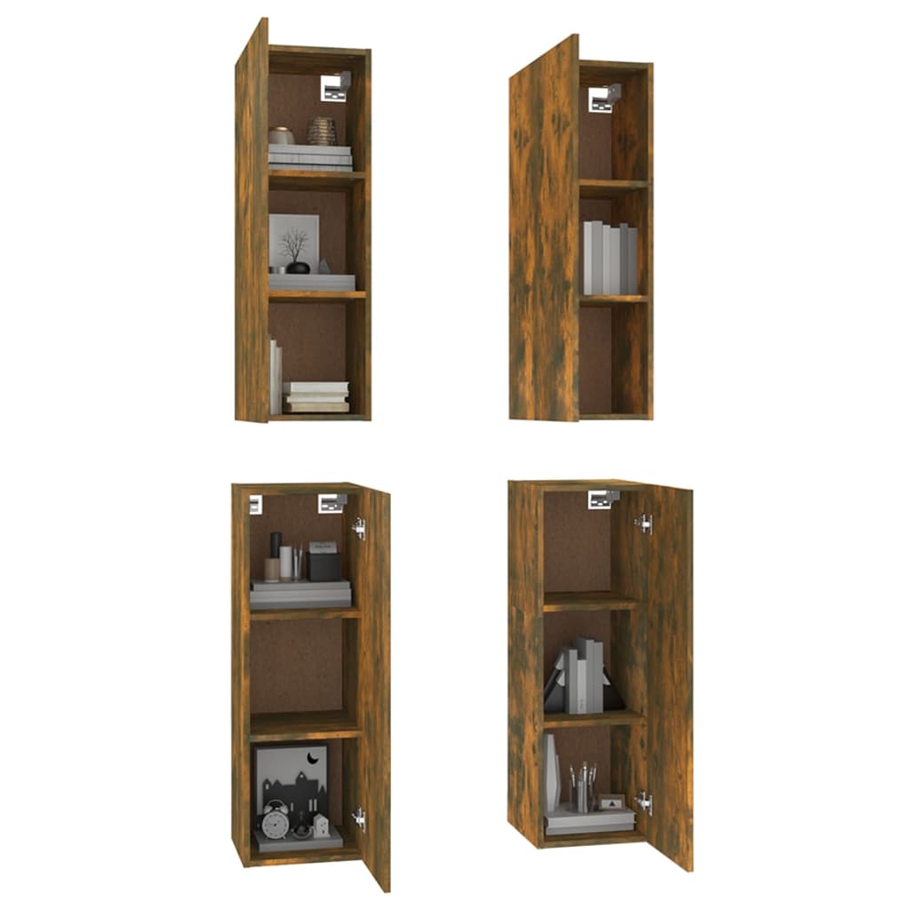 TV-kaapit 4 kpl savutammi 30,5x30x90 cm tekninen puu - Sisustajankoti.fi