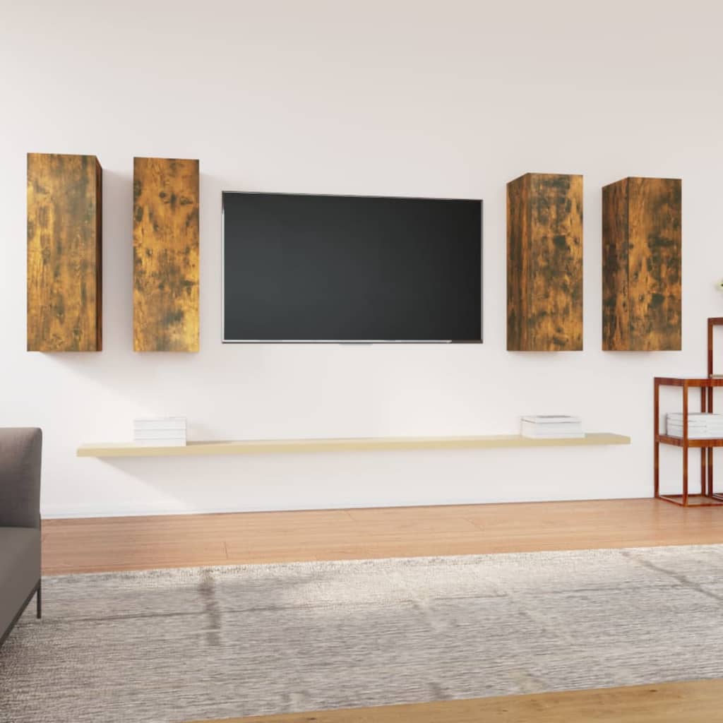 TV-kaapit 4 kpl savutammi 30,5x30x90 cm tekninen puu - Sisustajankoti.fi