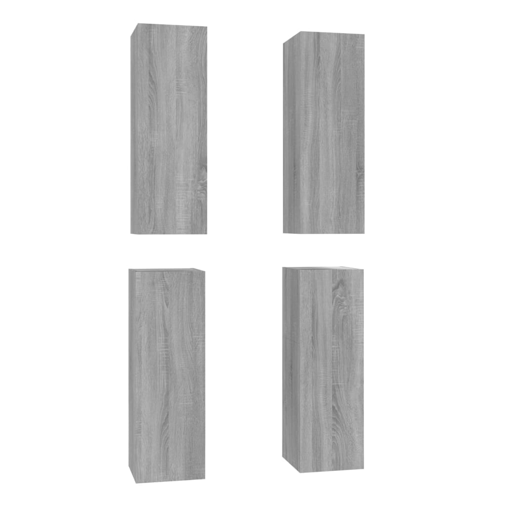 TV-kaapit 4 kpl harmaa Sonoma 30,5x30x90 cm tekninen puu - Sisustajankoti.fi