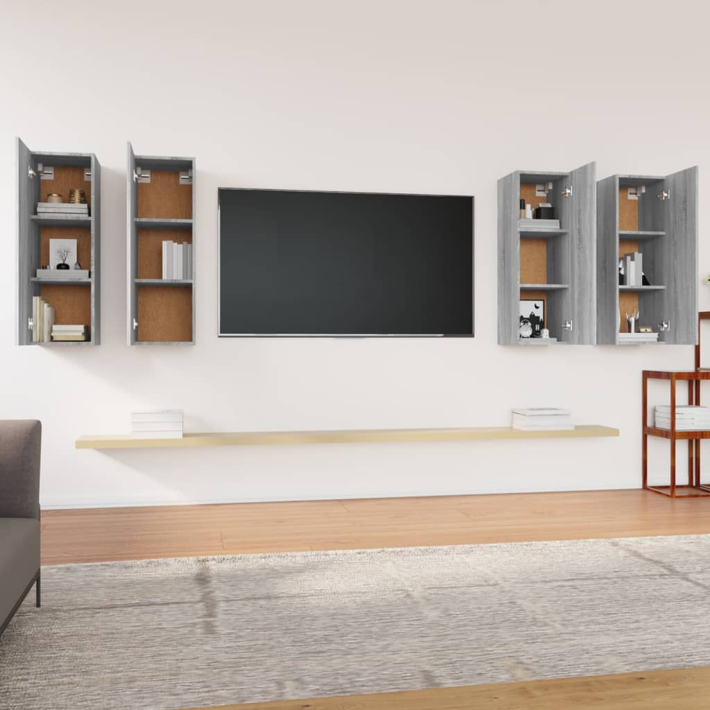 TV-kaapit 4 kpl harmaa Sonoma 30,5x30x90 cm tekninen puu - Sisustajankoti.fi