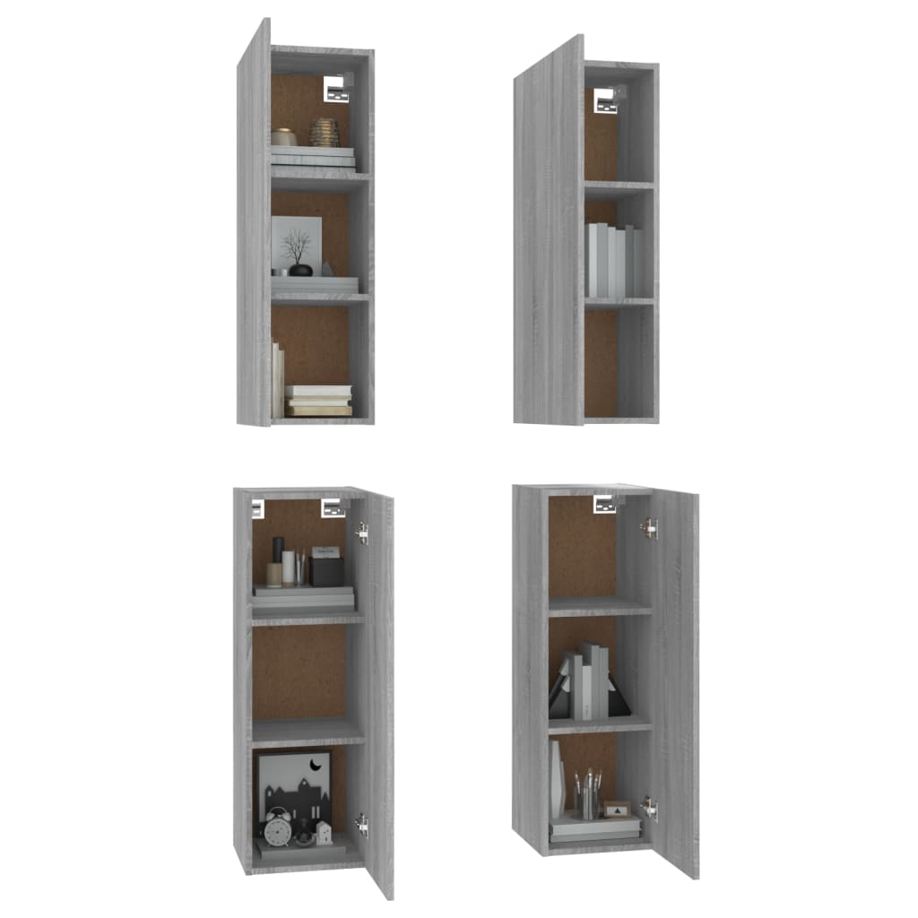 TV-kaapit 4 kpl harmaa Sonoma 30,5x30x90 cm tekninen puu - Sisustajankoti.fi