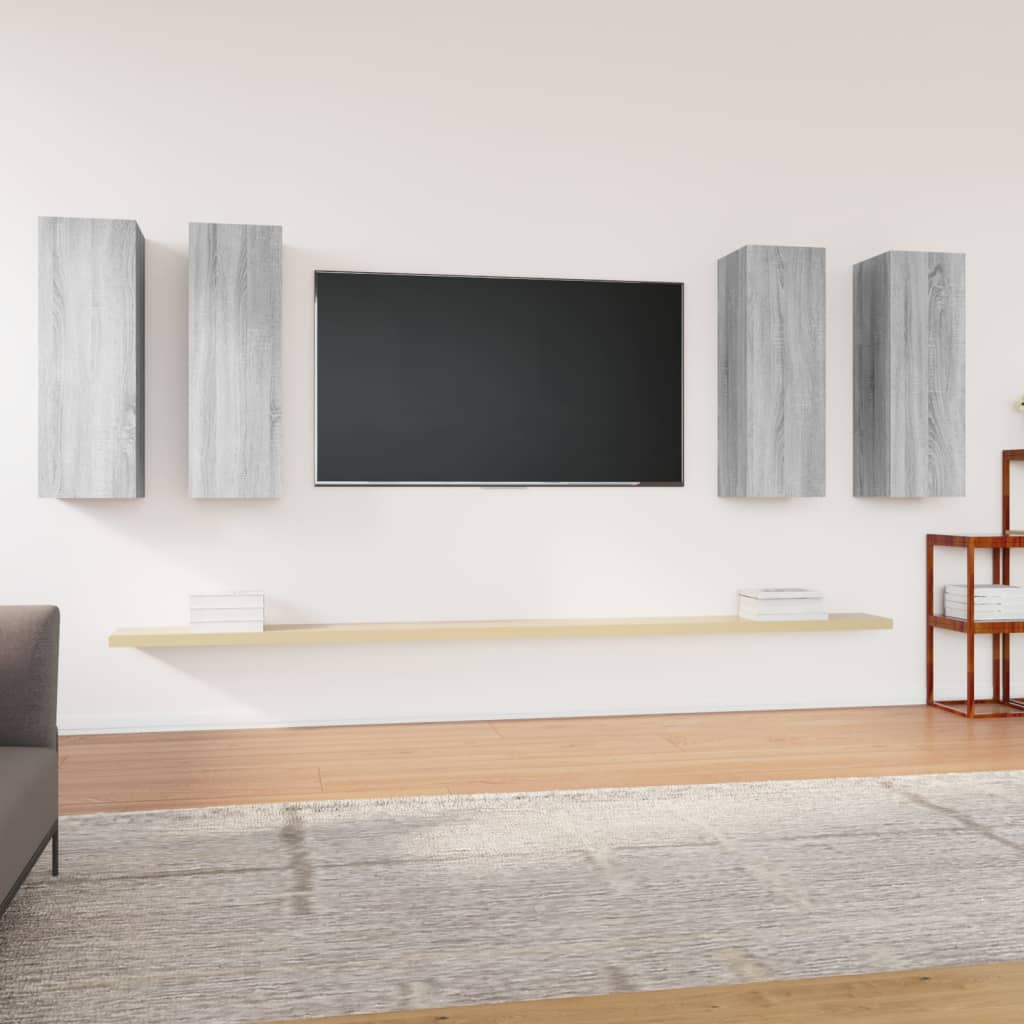 TV-kaapit 4 kpl harmaa Sonoma 30,5x30x90 cm tekninen puu - Sisustajankoti.fi