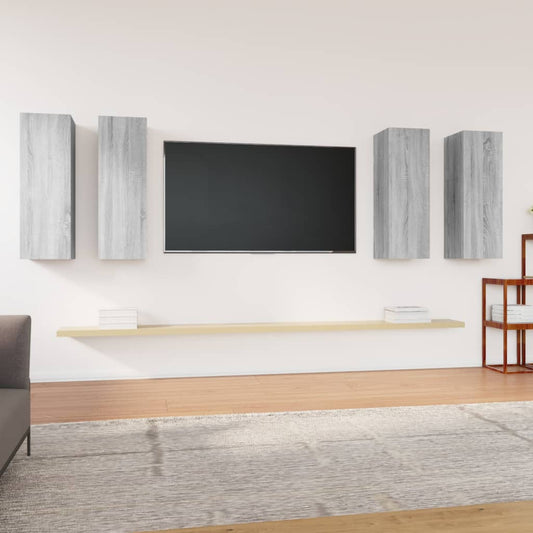 TV-kaapit 4 kpl harmaa Sonoma 30,5x30x90 cm tekninen puu - Sisustajankoti.fi