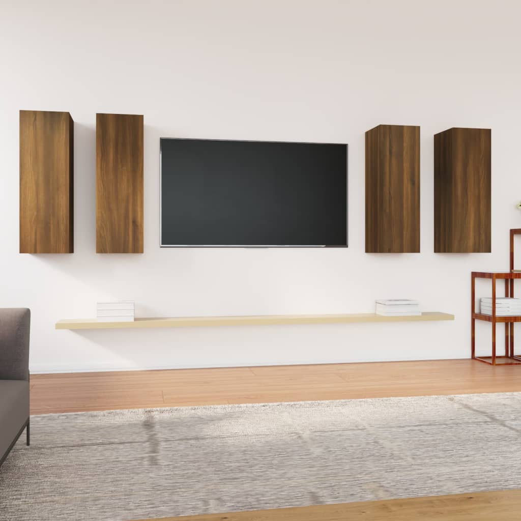 TV-kaapit 4 kpl ruskea tammi 30,5x30x90 cm tekninen puu - Sisustajankoti.fi