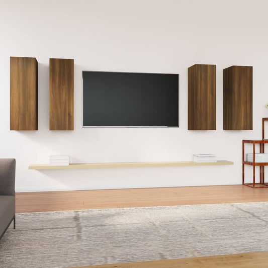 TV-kaapit 4 kpl ruskea tammi 30,5x30x90 cm tekninen puu - Sisustajankoti.fi
