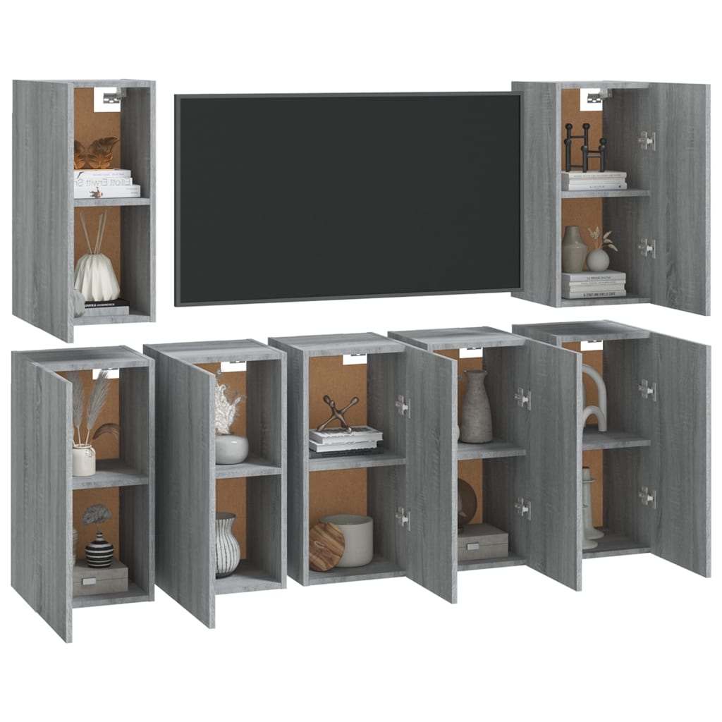 TV-kaapit 7 kpl harmaa Sonoma 30,5x30x60 cm tekninen puu - Sisustajankoti.fi