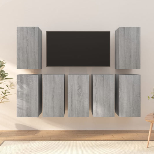 TV-kaapit 7 kpl harmaa Sonoma 30,5x30x60 cm tekninen puu - Sisustajankoti.fi