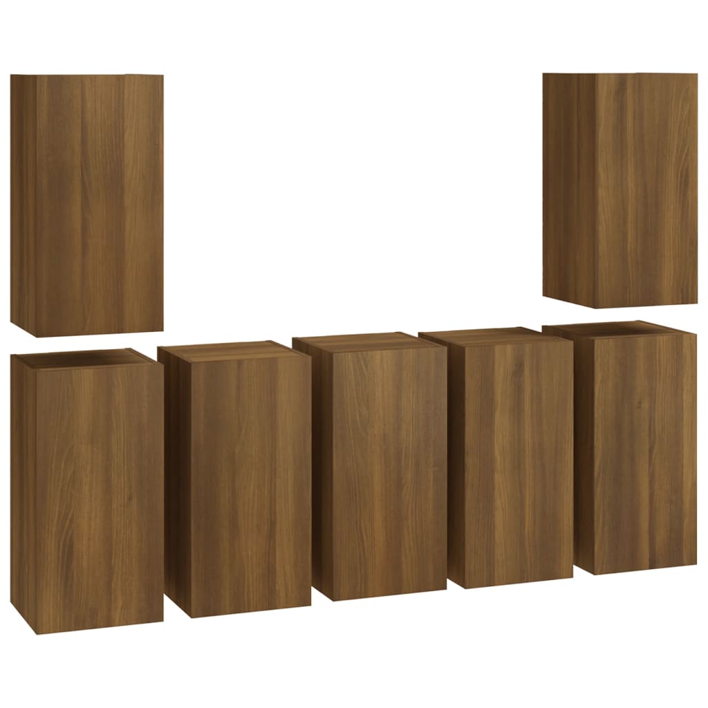 TV-kaapit 7 kpl ruskea tammi 30,5x30x60 cm tekninen puu - Sisustajankoti.fi