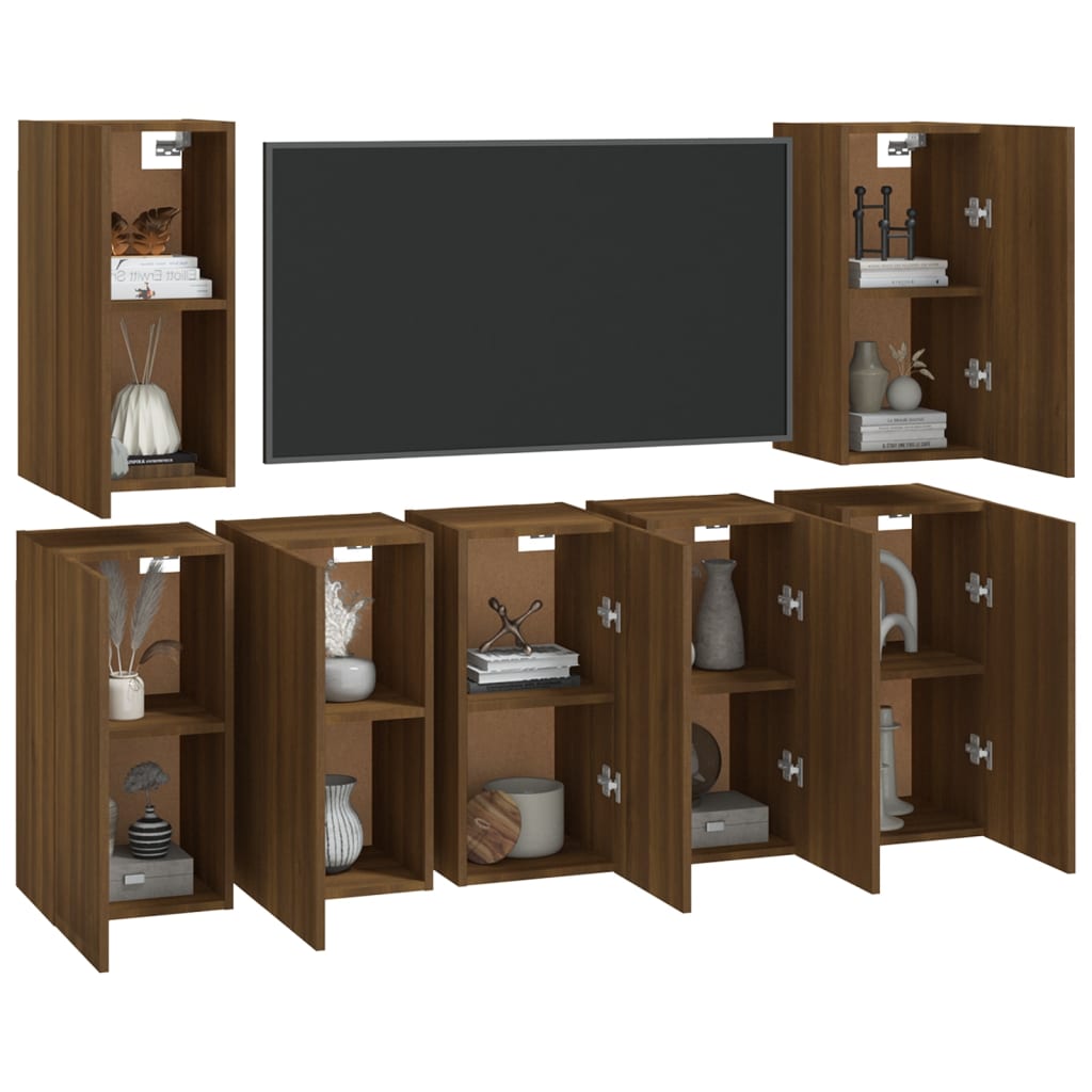 TV-kaapit 7 kpl ruskea tammi 30,5x30x60 cm tekninen puu - Sisustajankoti.fi