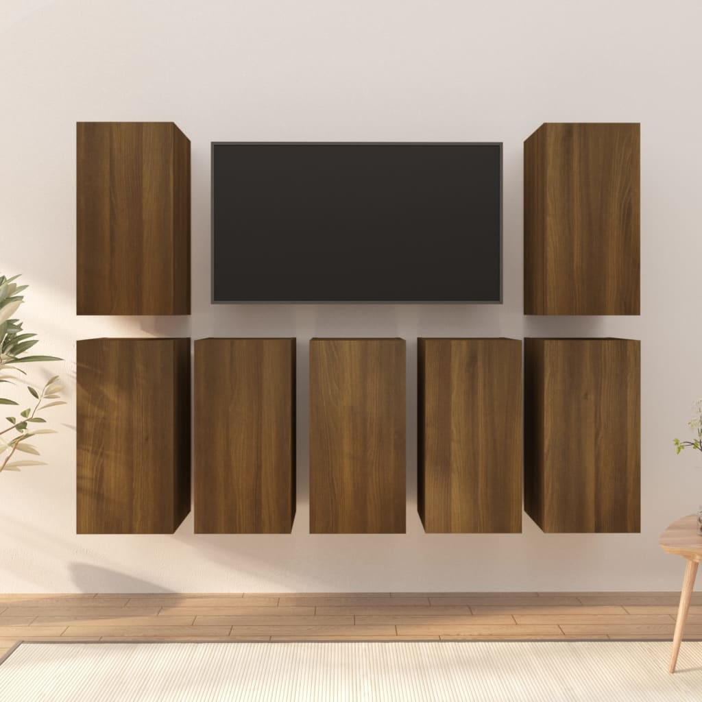 TV-kaapit 7 kpl ruskea tammi 30,5x30x60 cm tekninen puu - Sisustajankoti.fi