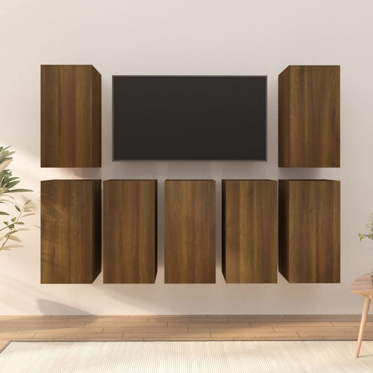 TV-kaapit 7 kpl ruskea tammi 30,5x30x60 cm tekninen puu - Sisustajankoti.fi
