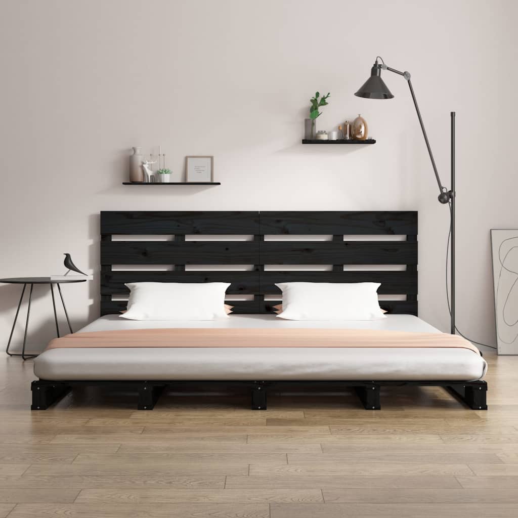 Sängynrunko musta 200x200 cm täysi mänty - Sisustajankoti.fi