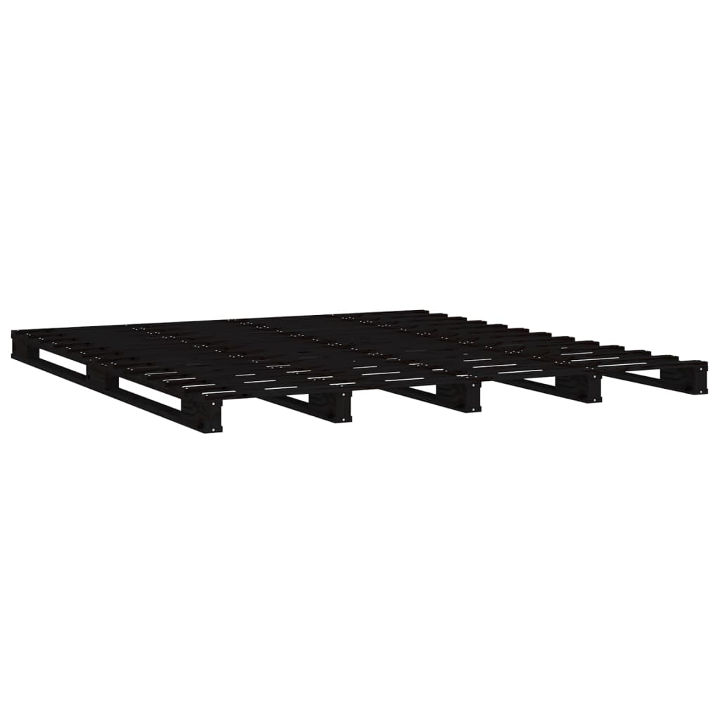 Sängynrunko musta 200x200 cm täysi mänty - Sisustajankoti.fi