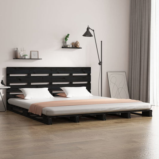 Sängynrunko musta 200x200 cm täysi mänty - Sisustajankoti.fi