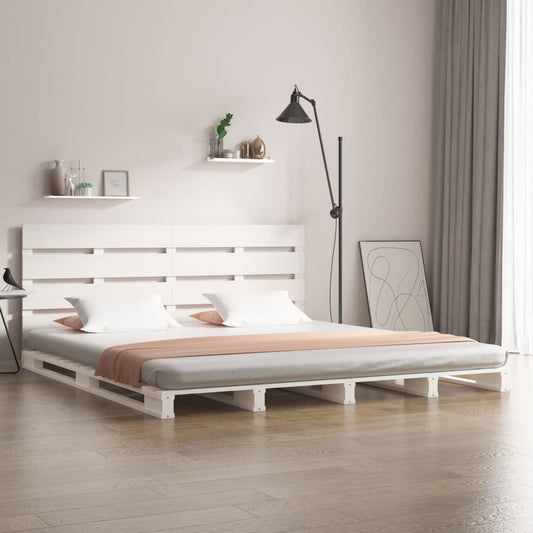 Sängynrunko valkoinen 135x190 cm täysi mänty 4FT6 Double - Sisustajankoti.fi